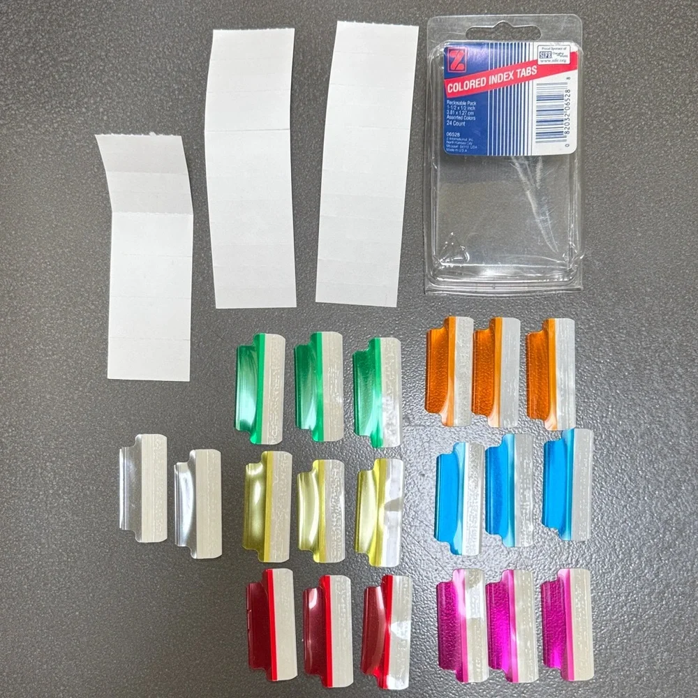 Z International Inc COLORED INDEX TABS ASSORTED COLORS SET 20 MADE IN USA 06528